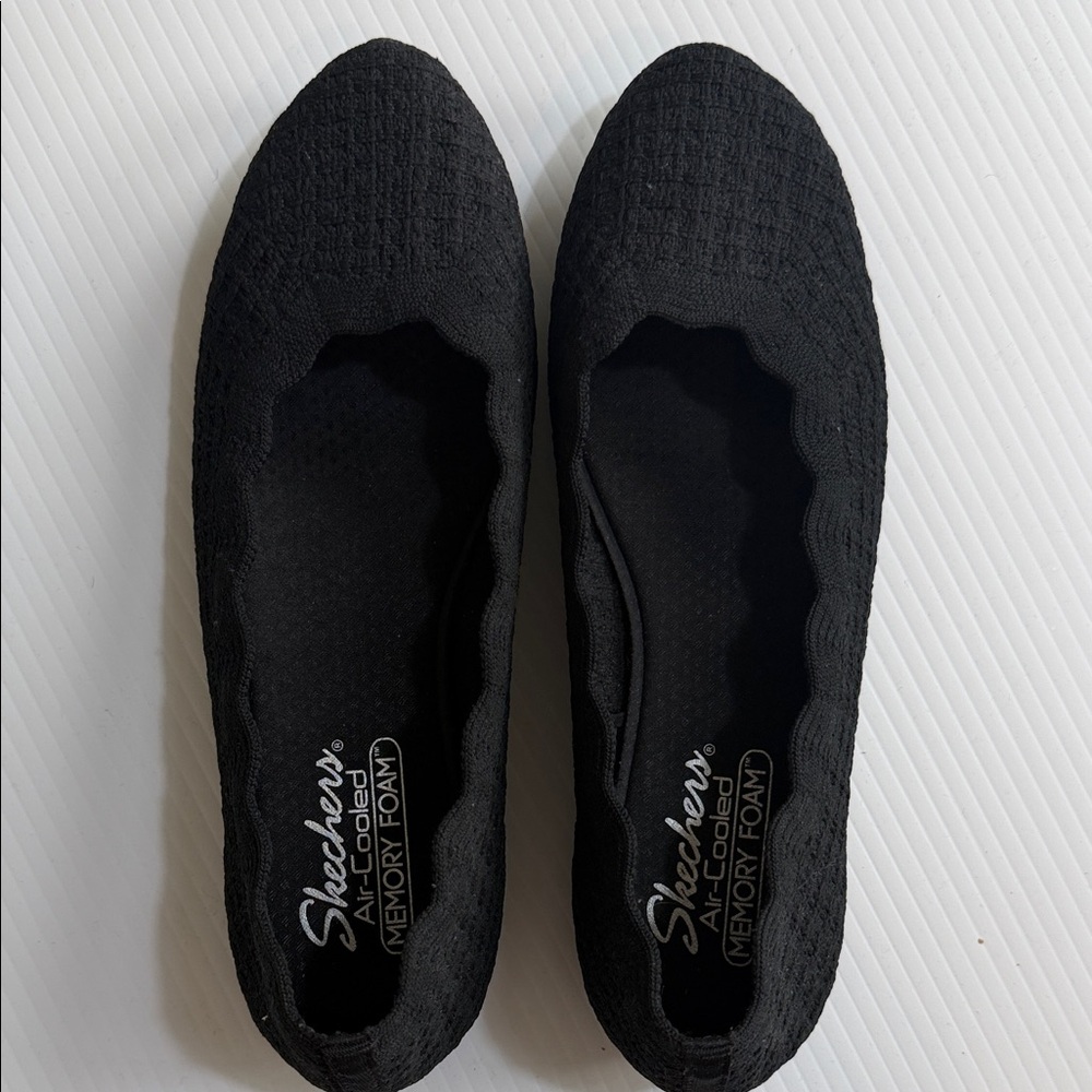 Skechers Black Knit Slip-On Ballet Flats